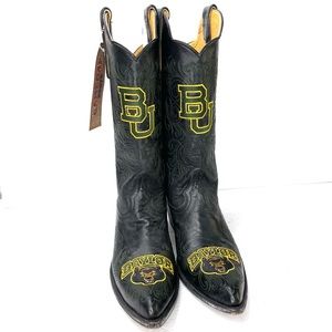 GAMEDAY BOOTS Baylor University Bears Embroidered Black Cowboy Boots NEW Size 10